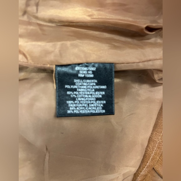 NEW LOOK FAUX LEATHER BROWN JACKET WITH REMOVABLE FAUX FUR COLLAR - Picture 9 of 10